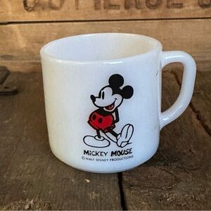 Vintage Disney Mickey Mouse Milk Glass Mug by Fire King